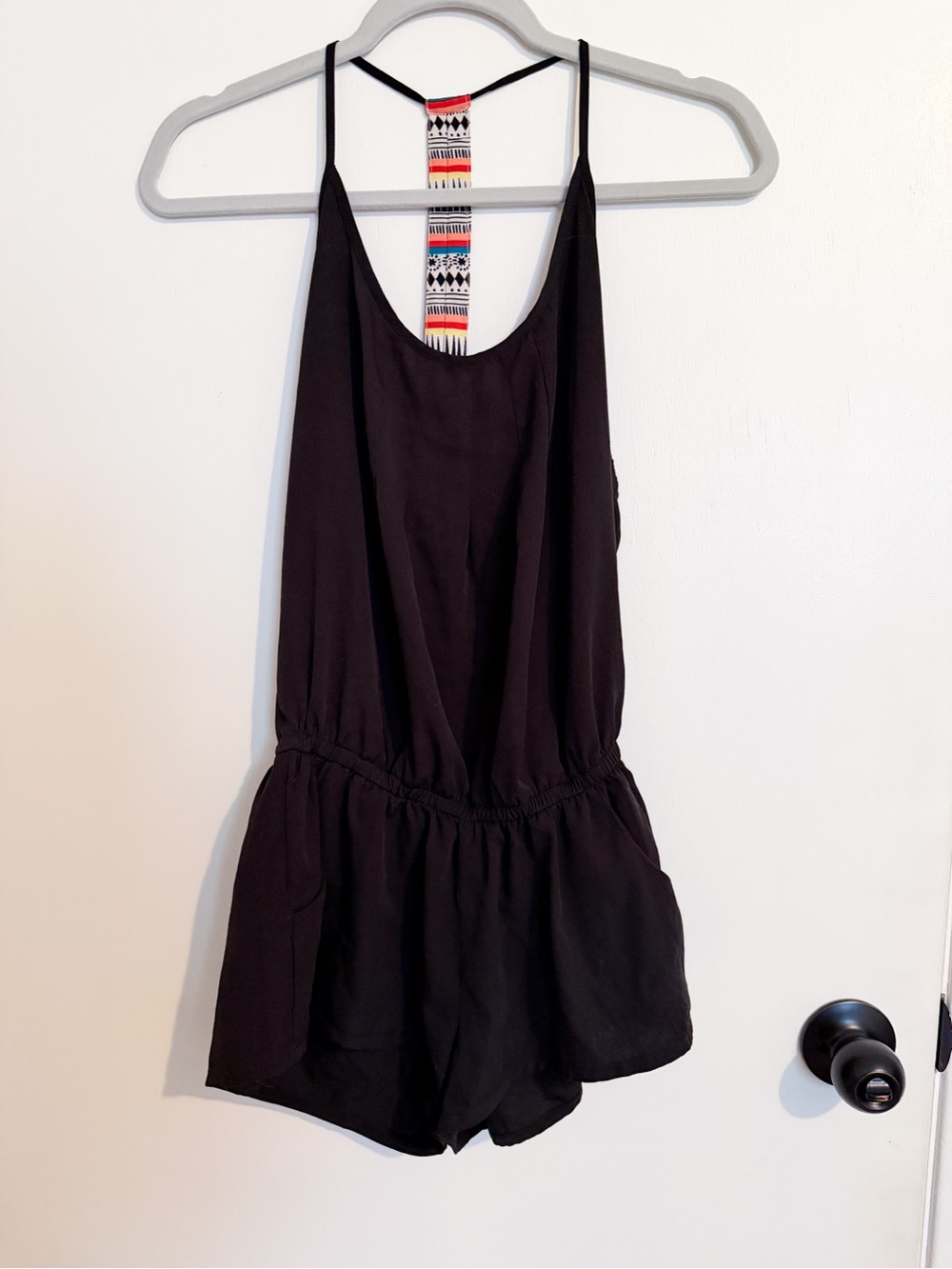 Rip Curl Black Romper with Patterned Back Strap